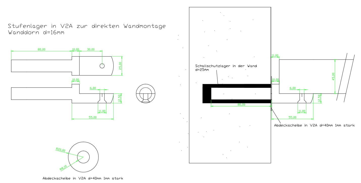 Stufenauflager-Set für direkte Wandmontage – Bild 4